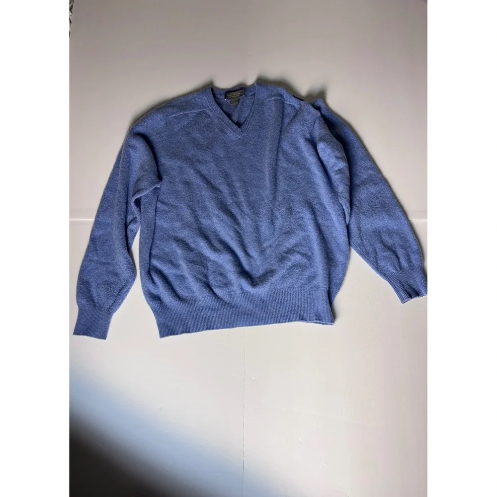 Daniel Cremieux Signature Collection Mens Blue 100% Cashmere V-Neck Sweater L